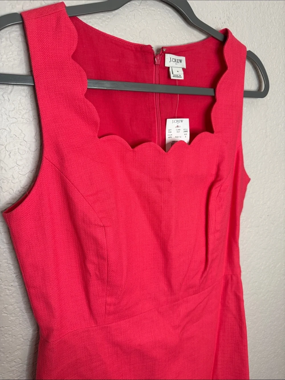 NWT J. Crew Scallop Hot Pink Mini Dress Size 6 Barbie Scalloped Hem